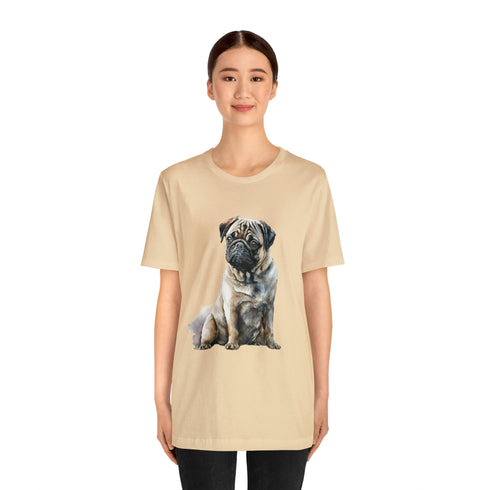 Loving Pug in Watercolor - Short Sleeve Tee
